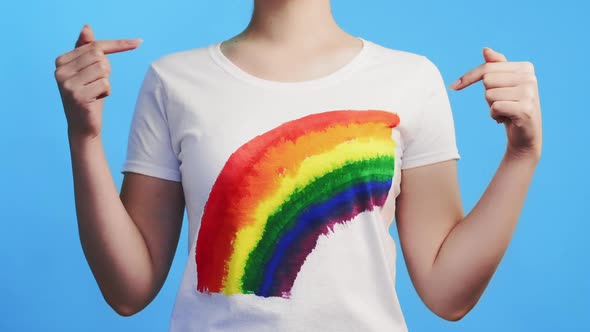 Lgbt Support Gay Tolerance Woman Showing Rainbow