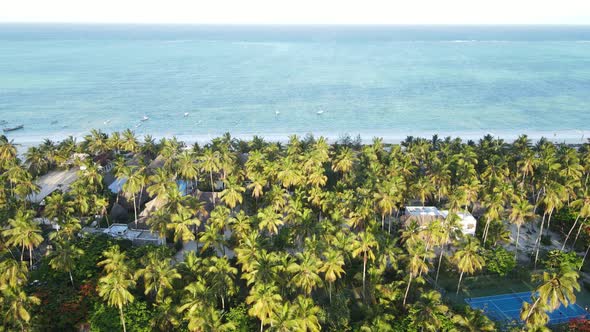 Zanzibar Tanzania  Aerial View of the Ocean Near the Shore of the Island Slow Motion