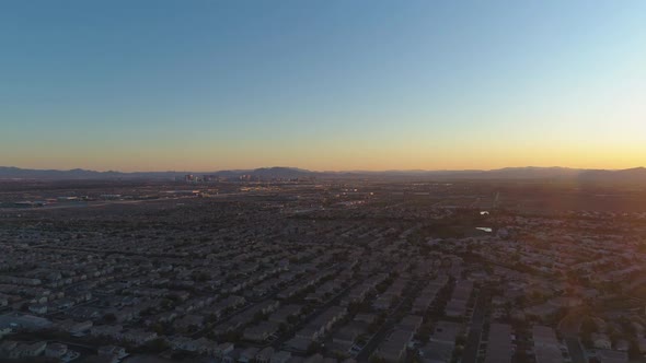 Las Vegas City at Sunrise. Nevada, USA. Aerial View