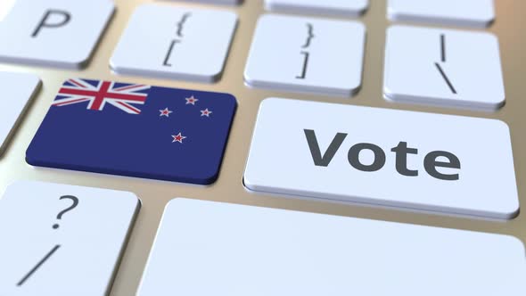 VOTE Text and Flag of New Zealand on the Keys