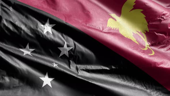 Papua New Guinea textile flag waving on the wind. 10 seconds loop.