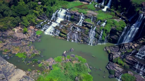 Pongour Waterfall High Drone View
