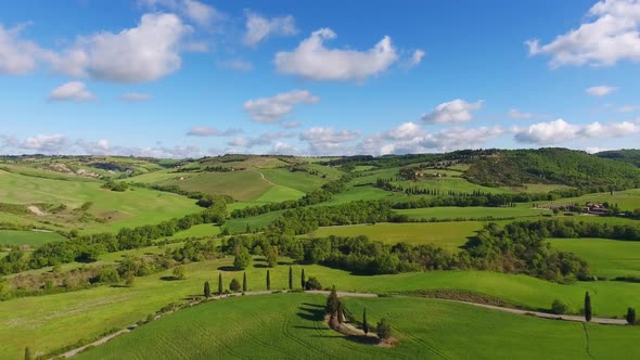 Tuscany Aerial Landscape of Farmland Hill Country