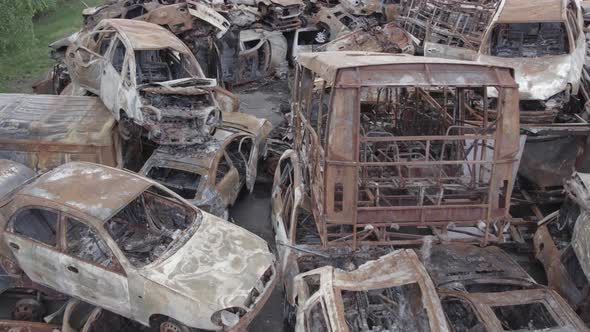 Consequences of the War in Ukraine  Destroyed Cars in Irpin Bucha District