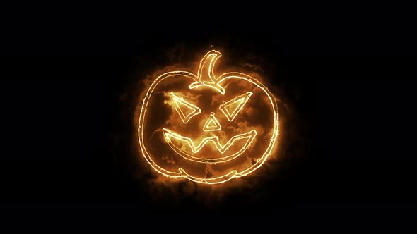 Happy Halloween with glowing pumpkin background. A feast of horror and candy.