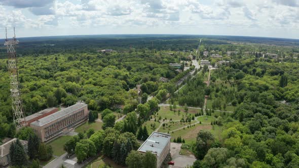 Drone Flight Over Buildings of Chernobyl City