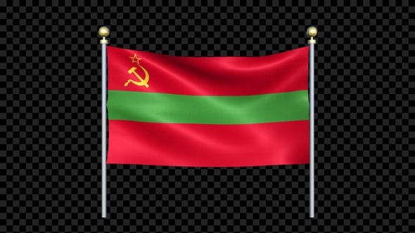 Transnistria Flag Waving In Double Pole Looped