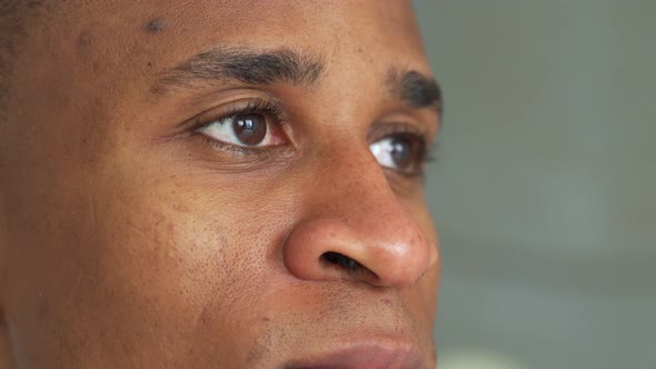 Close-up of a Black Man's Eyes. Eyes of a Thoughtful Man