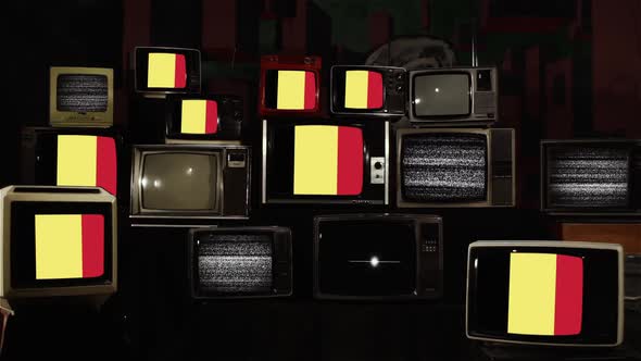 Flags of Belgium on Vintage Televisions.