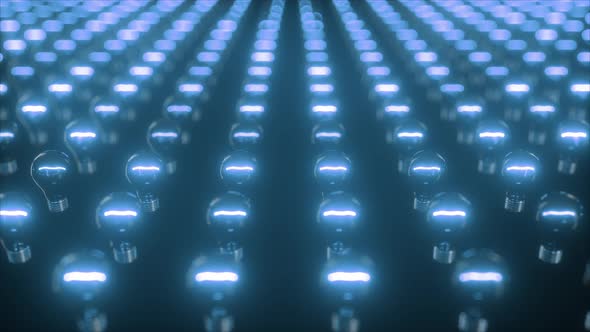 Infinite Surface of Flashing Incandescent Blue Bulbs alt