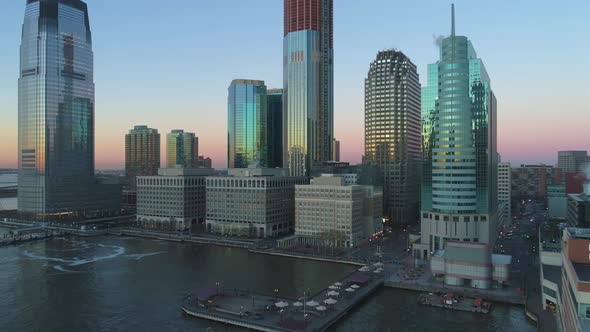 Jersey City Skyline in the Morning. Exchange Place. New Jersey. Aerial View
