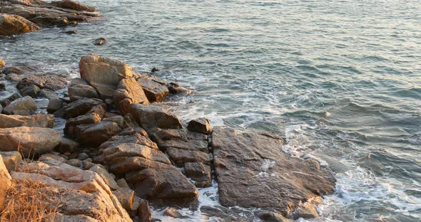 Sea wave and rock