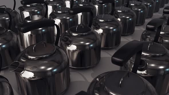 a lot of portable electric kettles in a row Hd
