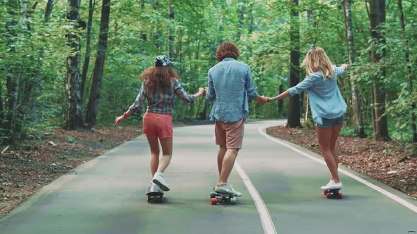 Teenagers skating 