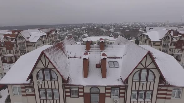  Сountry Houses in Winter Aerial Photography.