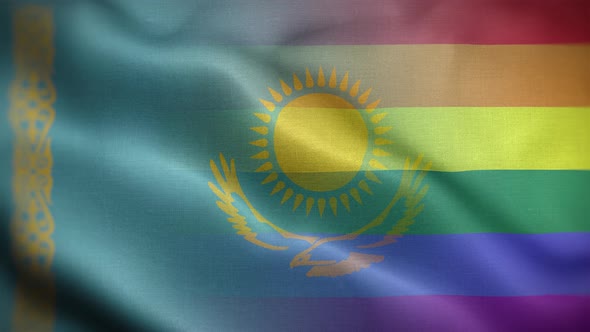 LGBT Kazakhstan Flag Loop Background 4K
