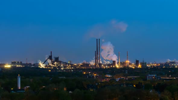 Heavy Industry At Night Time Lapse in 4K
