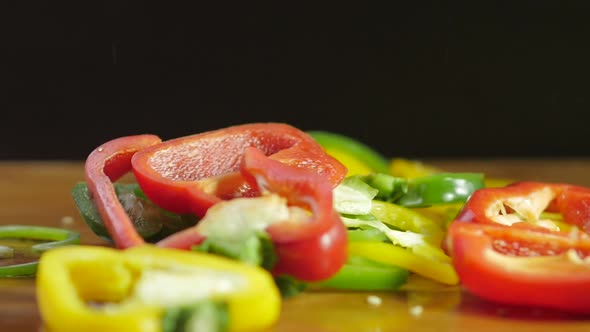 Fresh Colorful Cut Pieces Of Mixed Pepper