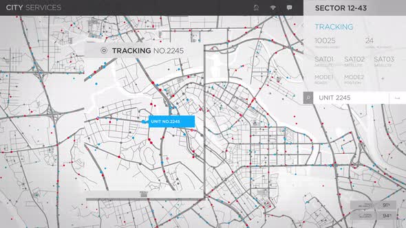 Smart gps tracking tech detects the suspects on the virtual map of the city alt