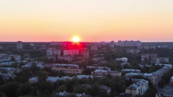 Kharkiv City From Above at Sunrise Timelapse