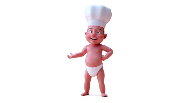 Fun 3D cartoon of a baby chef alt