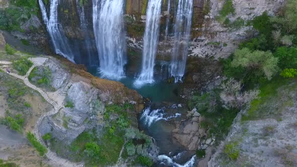 Waterfall Between Cliffs.