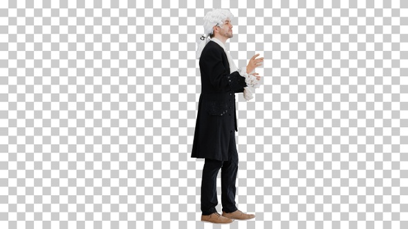 Man in old-fashioned frock coat and white, Alpha Channel