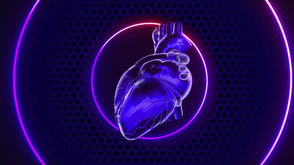 Glowing Neon Heart Beating