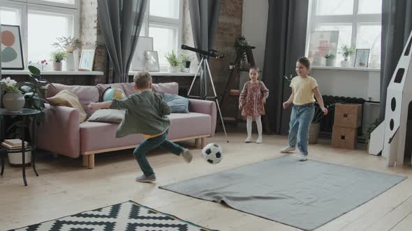 Kids Playing Soccer at Home