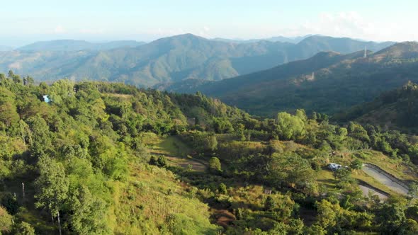 Aerial view of Phongsali valley, North Laos near China. Travel destination for tribal trekking in Ak