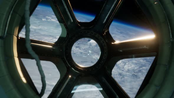 Cockpit View From International Space Station Operating Nearby of Planet Earth alt