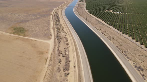 Aerial shot of one of the aqueducts that supply water to Southern California