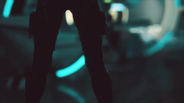 Futuristic Woman in Sci Fi Laboratory alt