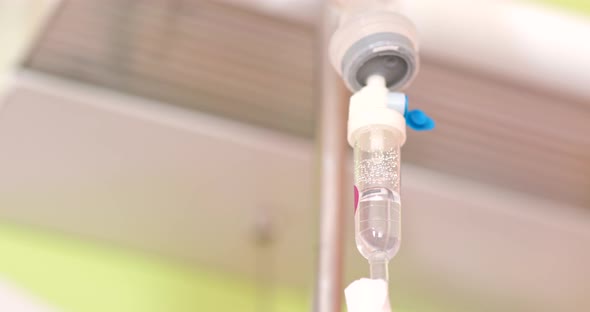 Infusion pump or Saline solution intravenous drip for patient 