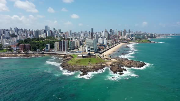Cityscape of Salvador state of Bahia Brazil. Tropical scene tourism city.