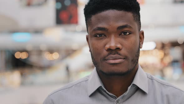 Successful Confident Young Professional Worker Businessman Turns to Camera Male Model Posing Indoors