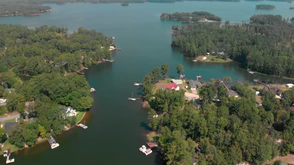 Aerial footage of Lake Murray in South Carolina.