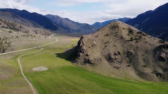 Drone following a mountain highway