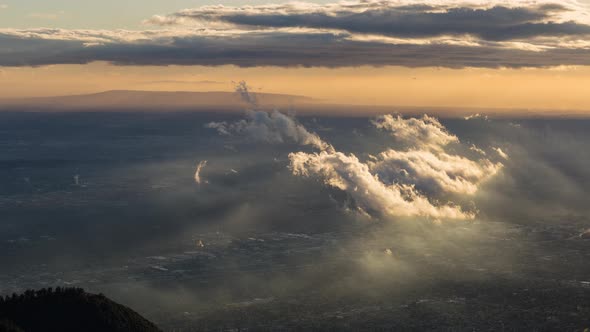 Clouds and Golden Hour Light in Los Angeles, California Day