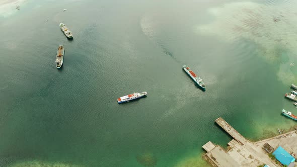 Cargo Ships Moored in the Bay