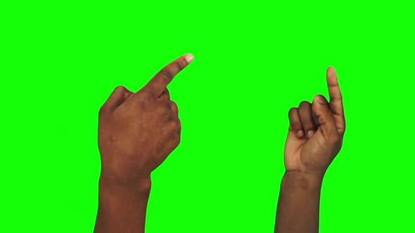 Package of 30 Gestures By Black Male Hands on Chroma Key Background