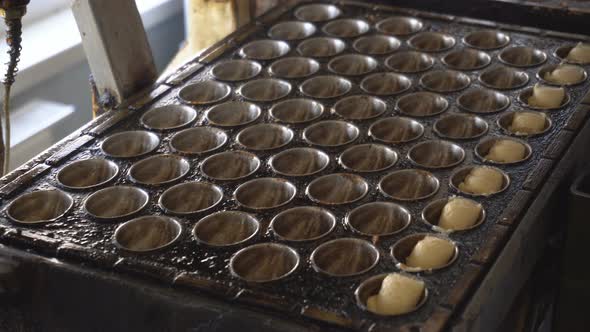 Manual Manufacture of Flour Confectionery Pastries or Cookies in Nutlet Form. Dessert with Condensed