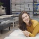 Charming Woman Lying on New Orthopedic Mattress at Furniture Store - VideoHive Item for Sale