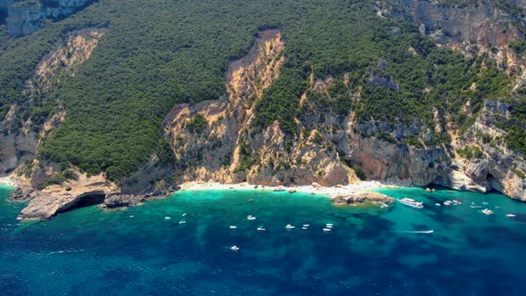 Golfo Di Orosei Sardina View From Above Stunning Aerial View of Beach Full of Beach Umbrellas and