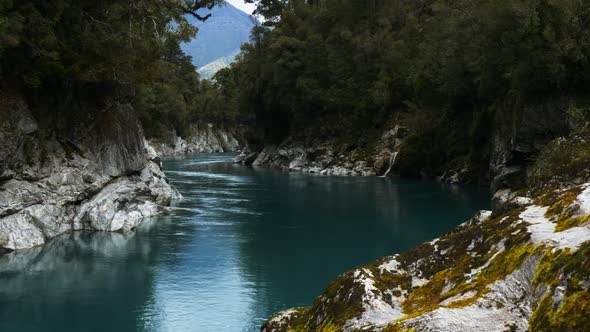 tilt up shot of the beautiful hokitika gorge