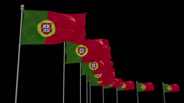 Portugal Row Of Flags Animation Include Alpha Channel alt