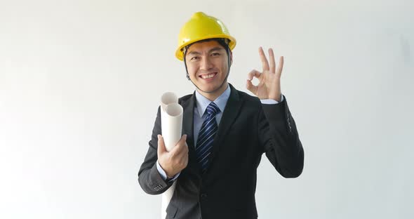 Male Architect Gesturing OK Sign