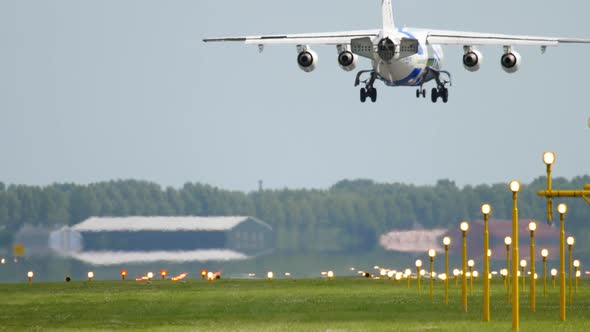 Jet Airliner Arrives at Amsterdam Airport