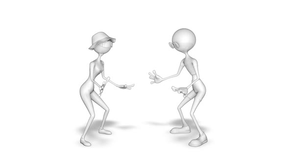 3D Man and Woman Dance  Looped on White