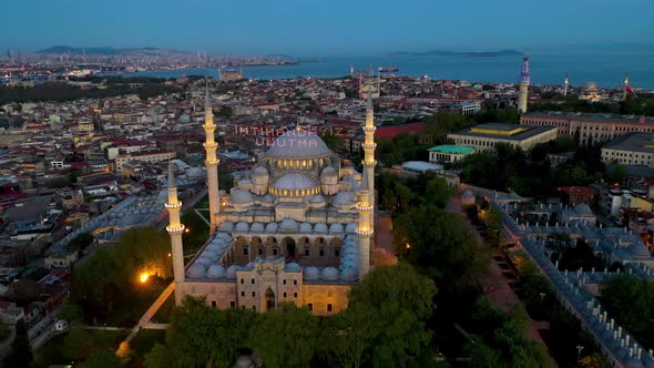 Sunset Aerial suleymaniye mosque 